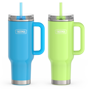 40oz Glossy Cup Holder Mug Bundle - Bright Blue & Lime